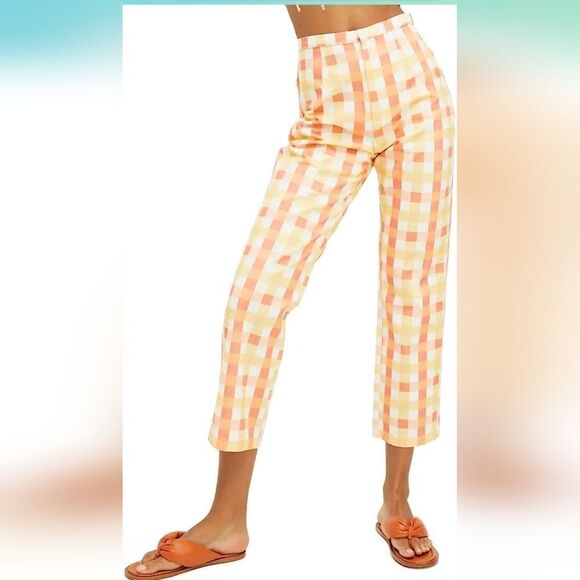 NWT Free People Women’s She's All That Plaid Crop High Waist Pants in Multi Comb - Picture 14 of 16